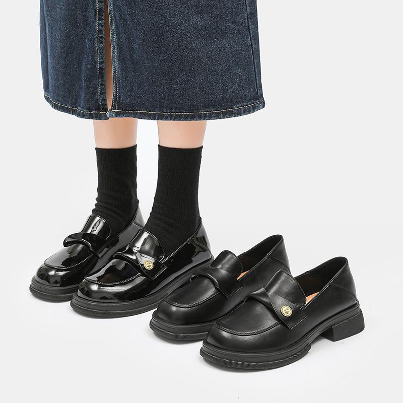 Super yuan small leather shoes women's 2025 autumn new temperament British style black platform versatile loafers fashion shoes