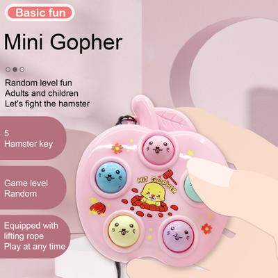 Game Console Pendant with Lanyard Lovely Colorful Cartoon Print Nostalgic Hand-brain Coordination Fidget Toy Whack-a-mole