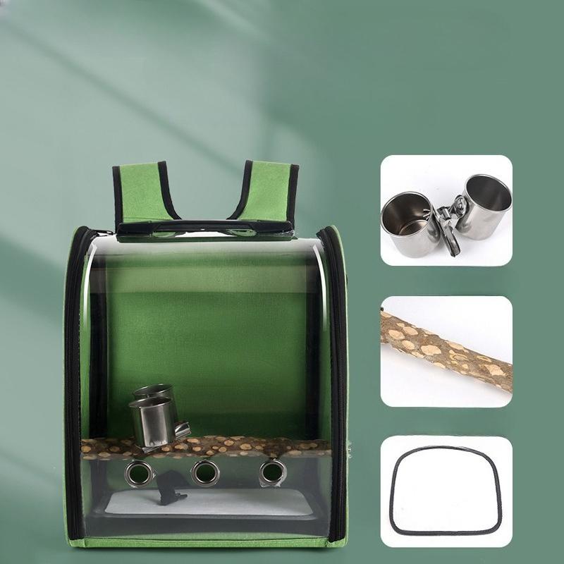 Papagei Außentasche Haustier Vogel Rucksack Kleine Haustiere Outdoor Tragbare Tasche Panorama Transparente Sitzstange mit Doppeltem Futternapf