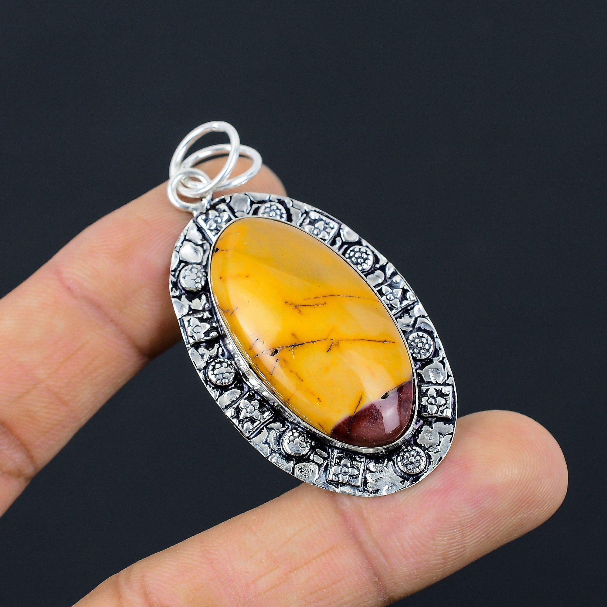 

Halloween Sale Mookaite Gemstone Handmade Bezel Wife Pendant Jewelry 925 Silver