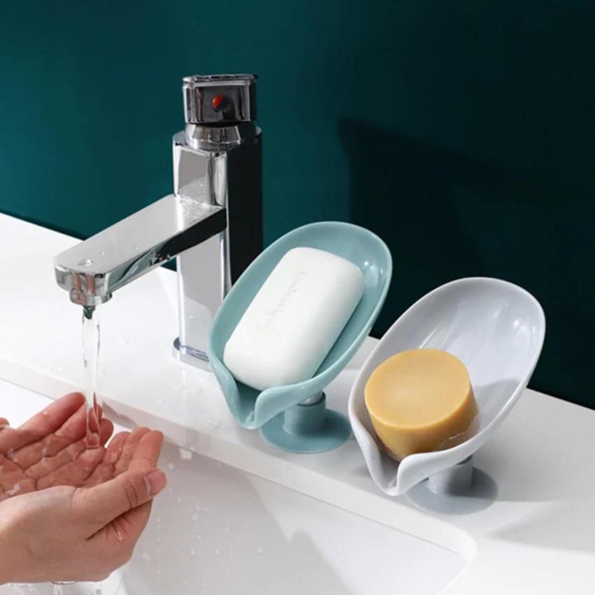 Leaf Shape Soap Box, Non - Slip Drain Soap Storage Case Container, Bathroom and Kitchen Dish Storage Box, Bathroom Accessorie