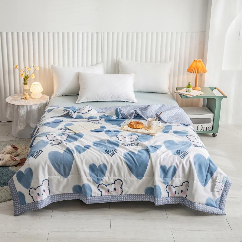 Funny Cartoon Bear Quilt Cotton Summer Air Conditioning Quilted Quilt Soft Skin-friendly Breathable Multifunction Thin Blanket