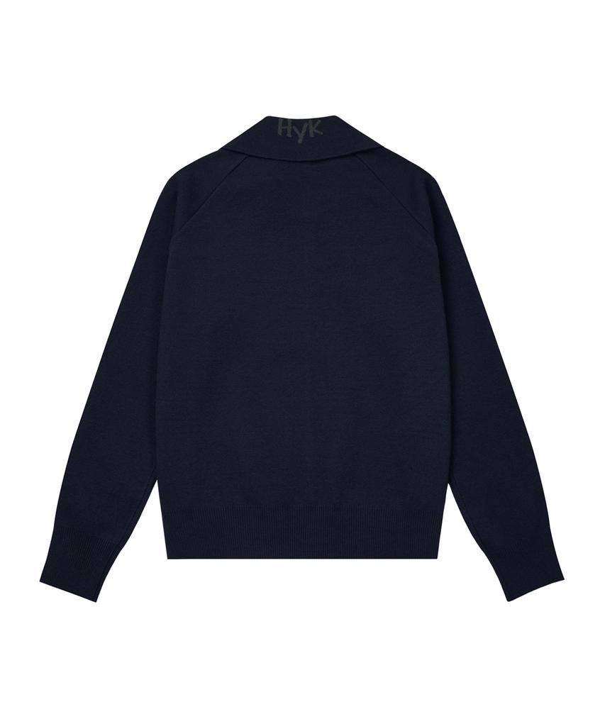 HYEYEONG KIM Signature Knitted Zip-Up Sweater - Navy