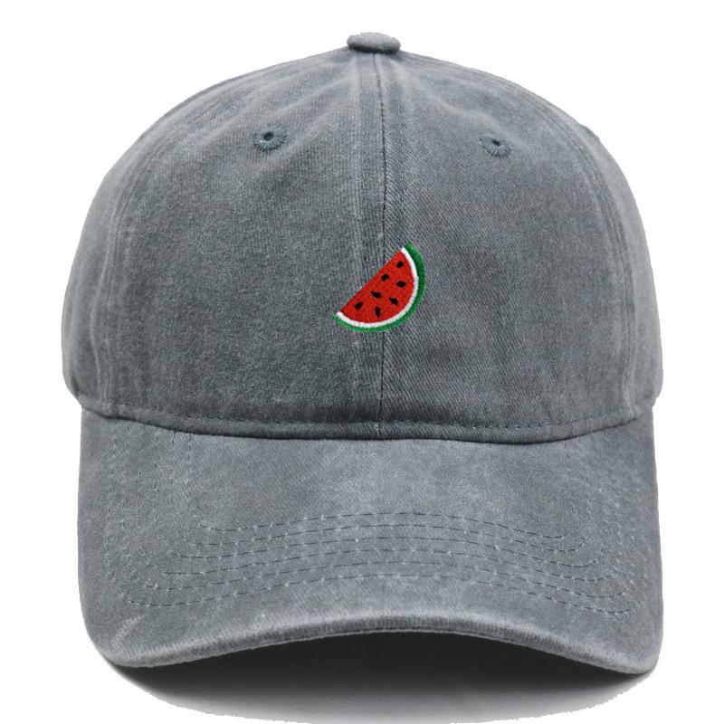Printed Watermelon Baseball Cap Men's Washed Soft Top Retro Dad Hats Women's Casual Versatile Fashion Trend Duck Tongue Caps
