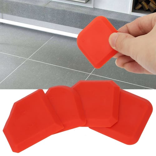 4-Piece Silicone Sealant Remover and Caulking Tool Kit with Smoother, Finisher, Scraper, and Cleaner for Beautifying Glass Adhesives