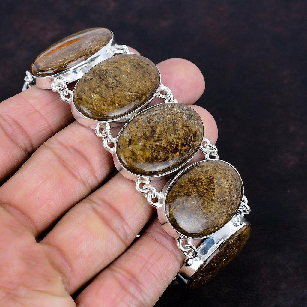Bronzite Bracelet 925 Sterling Silver Bracelet Handmade Elegant Jewelry Adjustable Chain Bracelet Natural Gemstone Bracelet Engagement Gifts