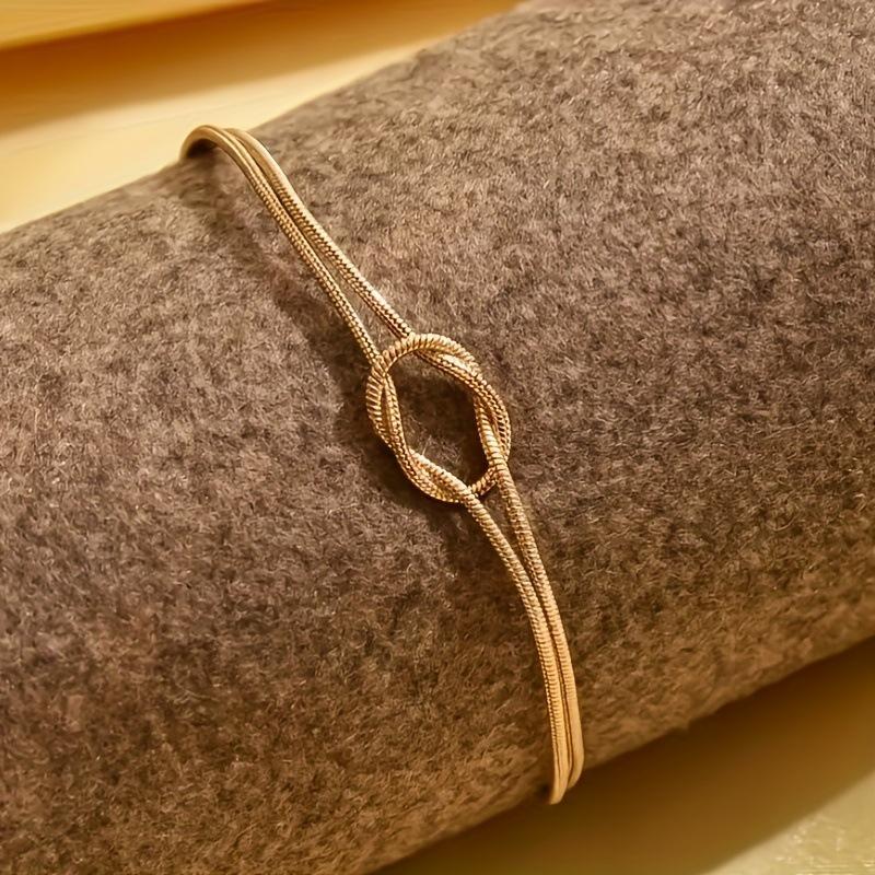 European and American Luxury Minimalist Snake Bone Double-Layer Knotted Bracelet