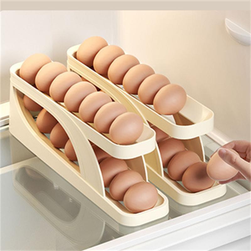 Egg Storage Box Egg Rolling Style Egg Holder For Refrigerator Double Layer Refrigerator Side Door Antidrop Kitchen Storage Box