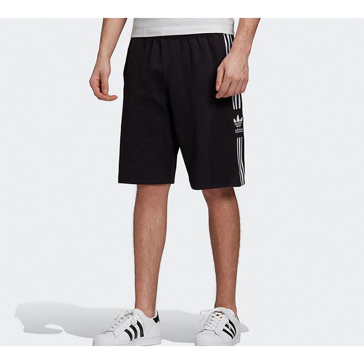 adidas Originals Lockup Long Shorts With Side Stripes Men Bottoms Black FM9878