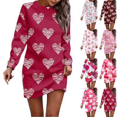 Langarmkleid für Damen, lässig, weihnachtlich, bedruckt, Pullover, Hip-Pack-Kleid, Pulloverkleid, Herbst