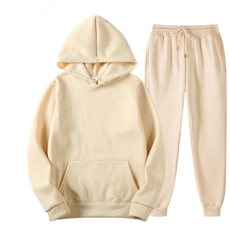 Men's Solid Color Hoodie and Pants Sports Set - Spring/Autumn Style