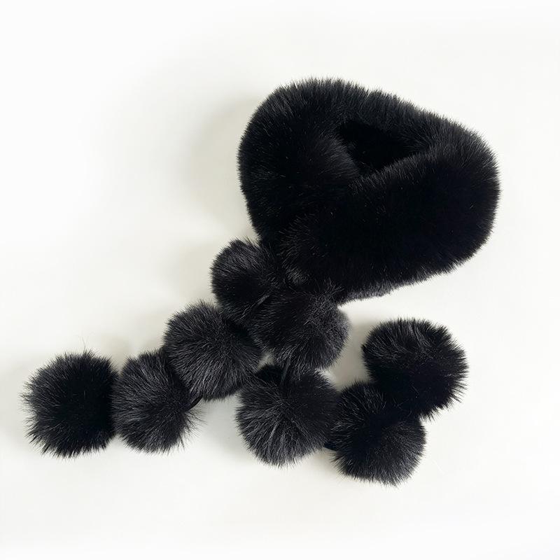 Imitation fox fur scarf autumn and winter temperament big hair ball magnetic scarf imitation fur thickened warm plush scarf