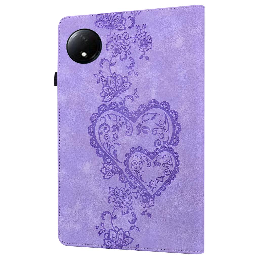 For Xiaomi Redmi Pad SE 4G 8.7 inch Leather Case Heart Imprint Foldable Stand Card Slot Stylus Holder Tablet Cover