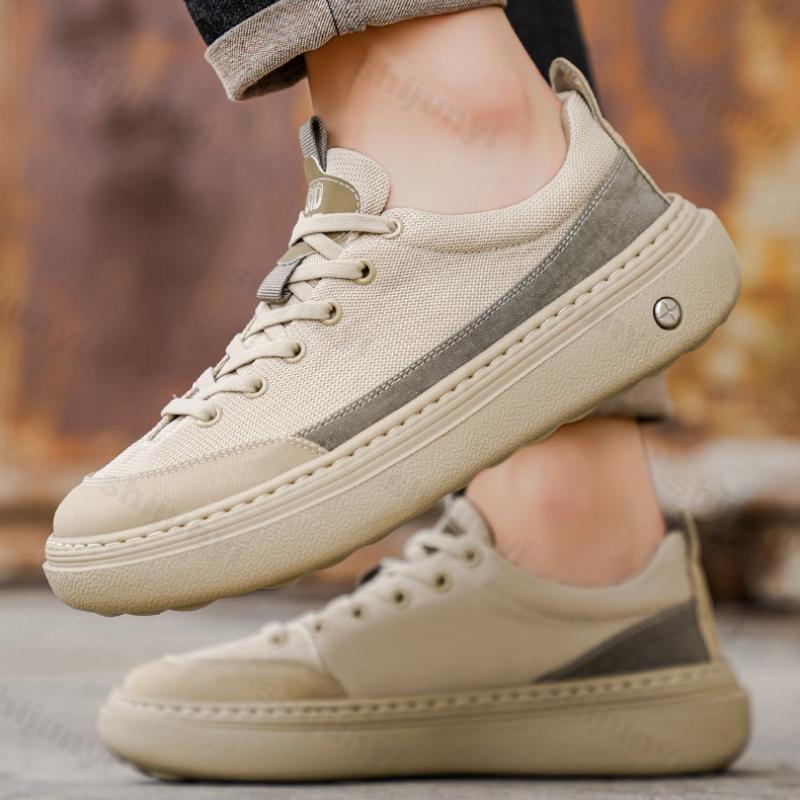 Fashion Men's Platform Low Help Shoes 2025 Autumn Mesh Breathable Comfortable Casual Shoes Fashion Lightweight Lace Up Non Slip Flats