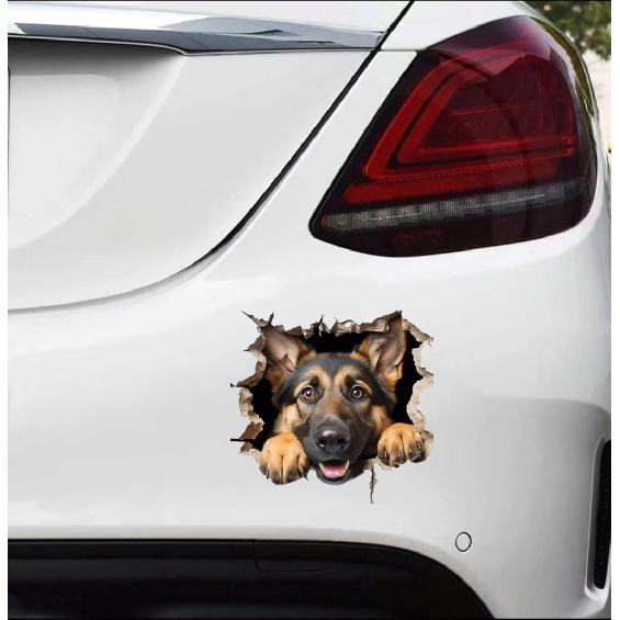Decorative Decals 3D German Shepherd Car Sticker Set, Vinyl Material, Suitable for Decorating car Bodies, Windows, Rear Windshield, Bumpers, Walls,