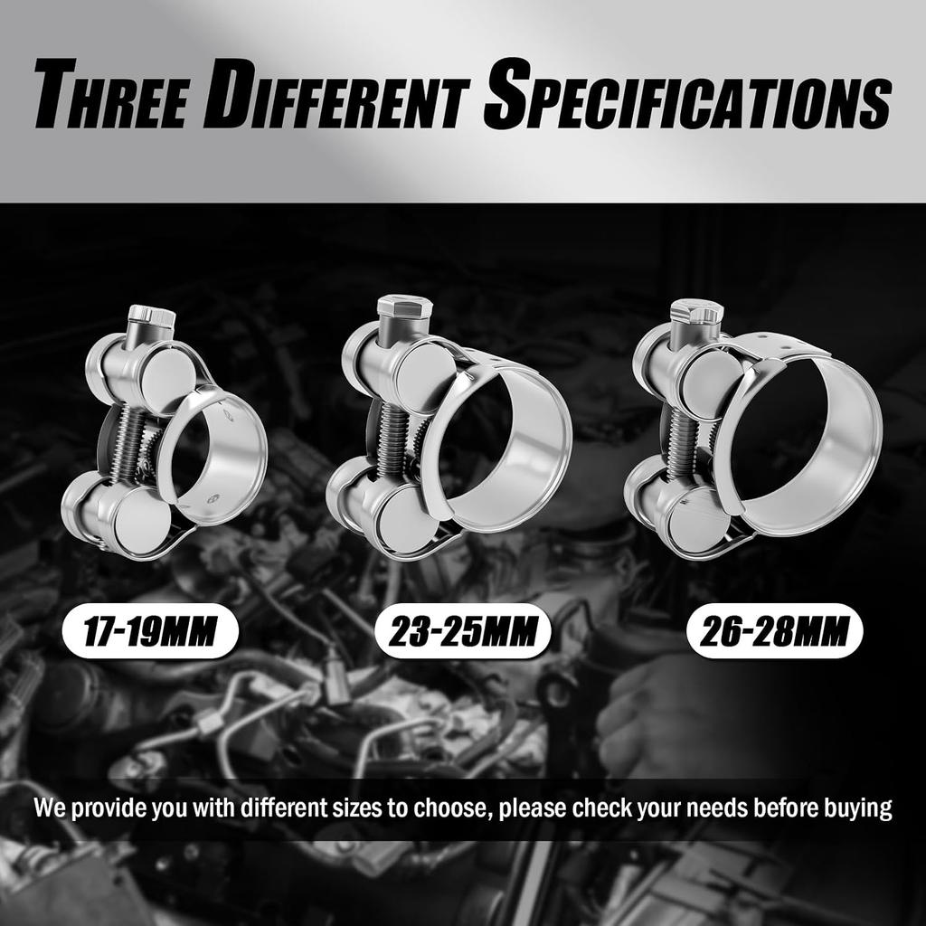 6PCS 17-19mm T Bolt Hose Clamps,Stainless Steel Clamps for Pipe Connections | Adjustable Heavy Duty,Universal T Bolt Clamp,Car Accessories for