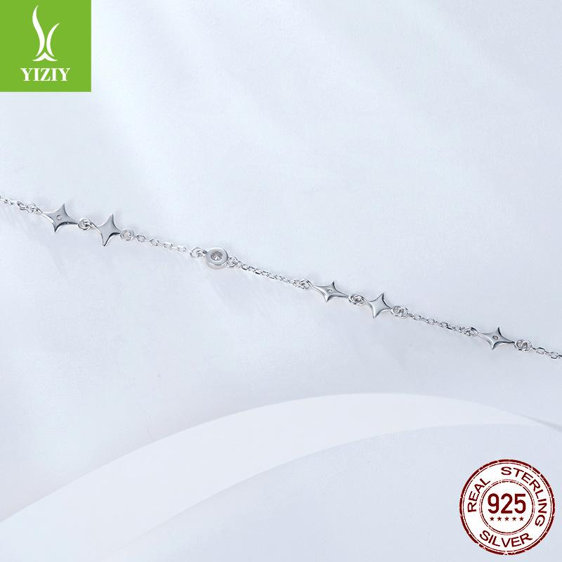 S925 Sterling Silver Star Bracelet Ladies, Minimalist Versatile Star Sterling Silver Bracelet Jewelry