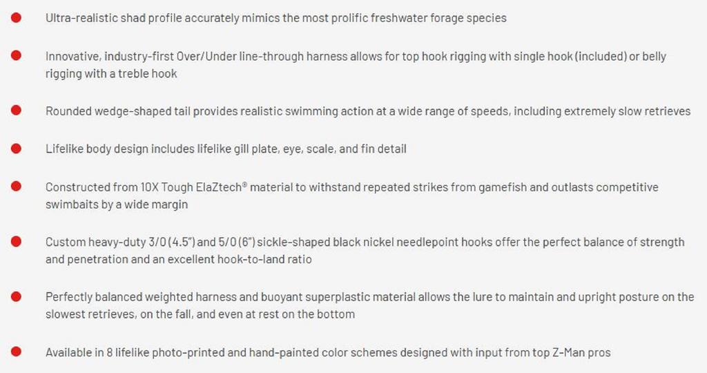 Zman Soft Lure Shadtron LT Swimbait 6 Inch Mossback (0615)