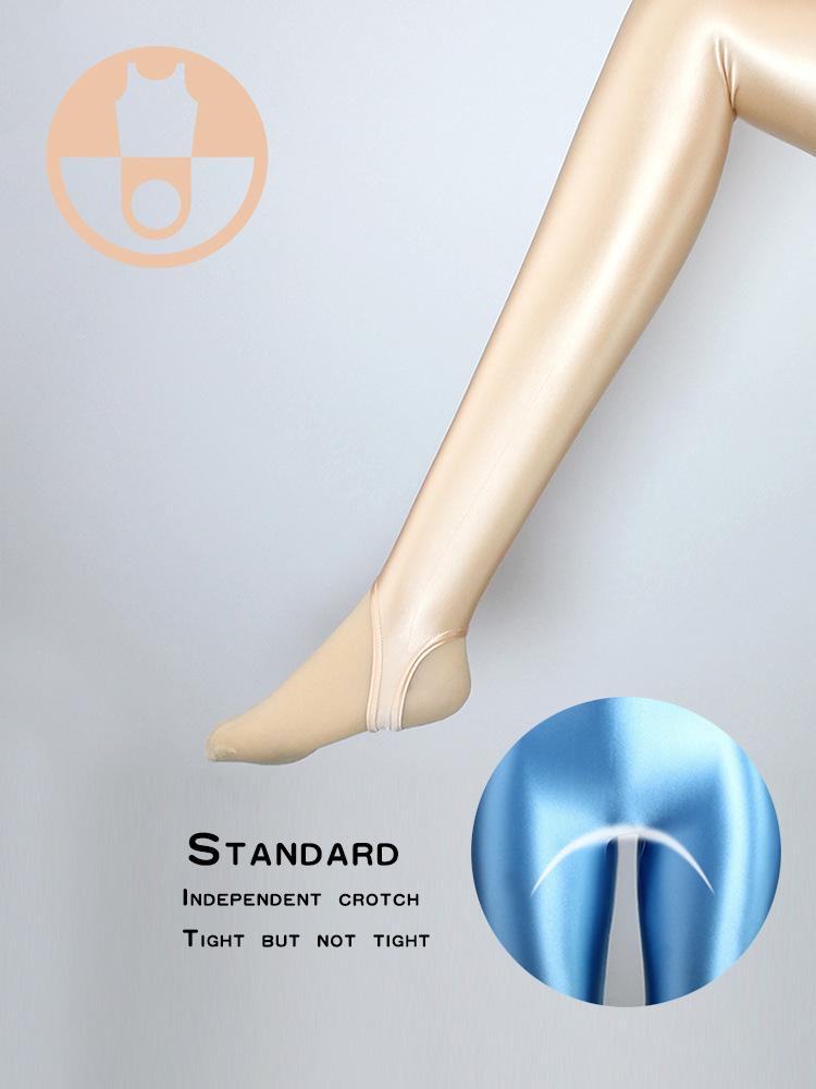 Shiny Oil-Gloss High-Elastic Full Body Shaping Leotard - Plus Size Silky Smooth Tight-Fit Yoga Fitness Wear