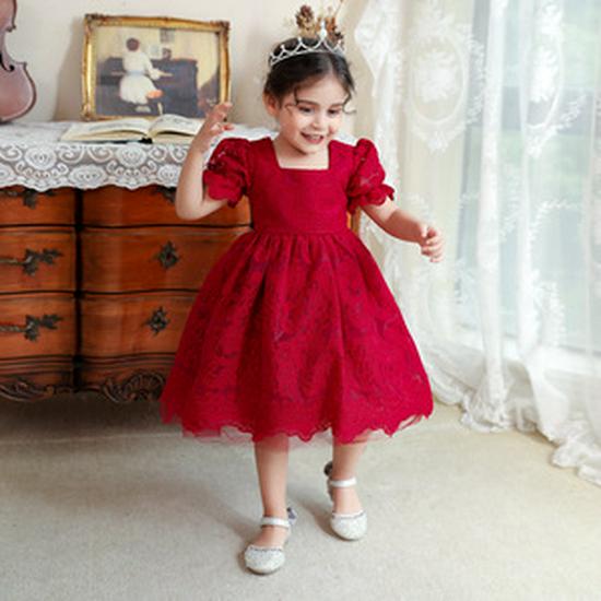 New Children's One-Shoulder Pearl Embroidered Princess Dress for Summer