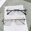 0 To -4.0  Anti Blue Light Glasses Photochromic Myopia Glasses Borderless Cutting Polygons Wholesale of Finished Glasses