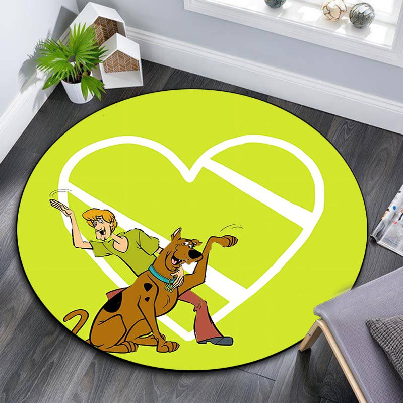 Scooby Round Area Rug,Carpet Rug for Living Room Bedroom Sofa Playroom Decor,Non-slip Floor Mat