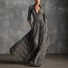 European and American Women's Clothing Spring and Autumn Retro Plaid Pendulum Dress Temperament Elegant V-neck French Style Dress