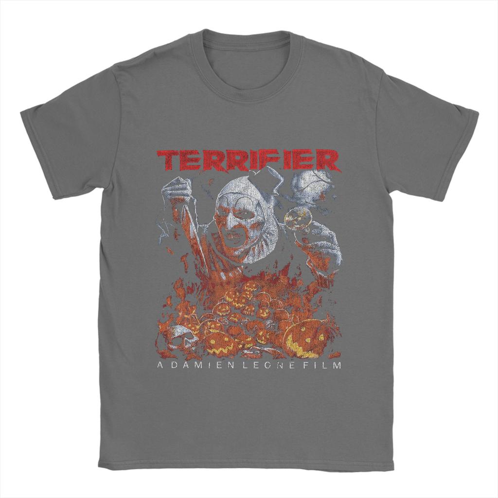 Men T-Shirt Terrifier  Vintage 100% Cotton Tees Short Sleeve Horror Movie T Shirts Round Neck Clothes Gift Idea