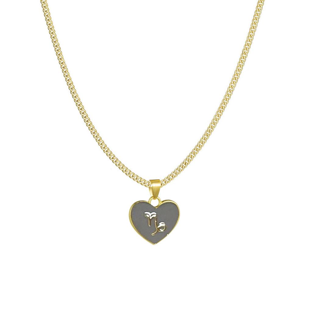 Zodiac Heart Contemporary Necklace With Layered Chain Perfect For Women Fashionable
