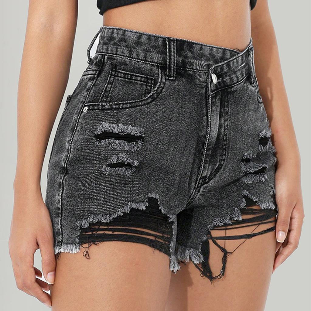 Damen-Jeansshorts im Used-Look – Lässige Hotpants mit ausgefranstem Saum