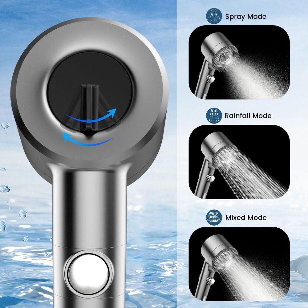 High Pressure Shower Head Multiple Spray Modes ON/OFF Switch Handheld Shower Head Water Saving Anti-clog Nozzles