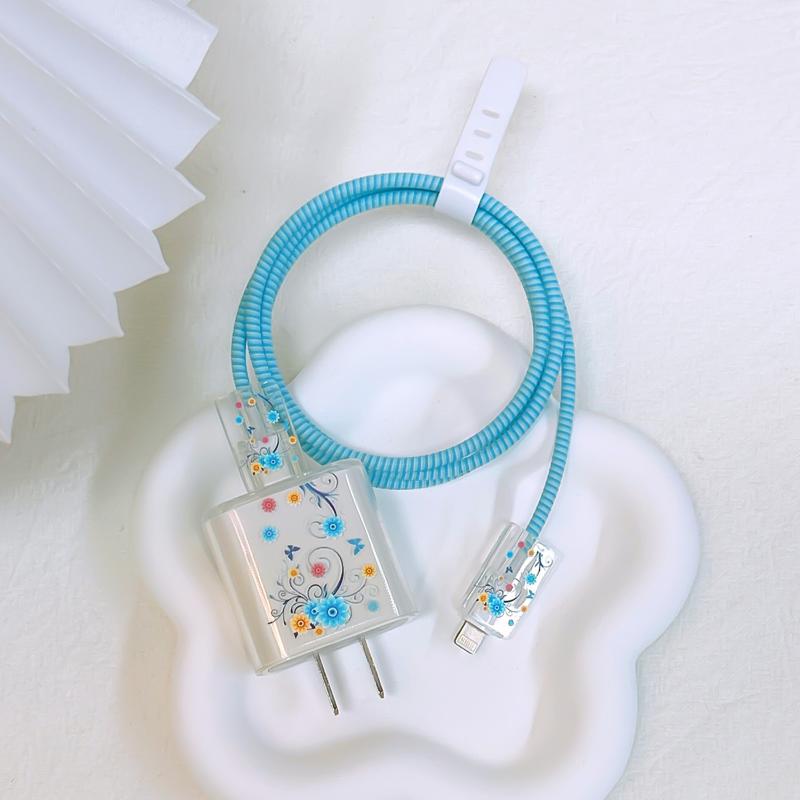 Data Cable Protector Winder Spiral Protective for Apple Iphone 18w 20w Charger Protector Silicone Case Shell Prevent Breakage