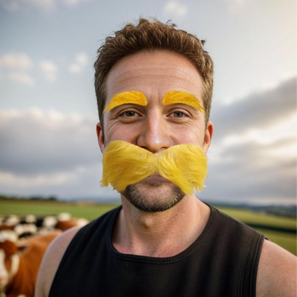 Self Adhesive Fake Beard Yellow Color Cosplay Outfit Accessories Mustaches Set  Outfit Styling