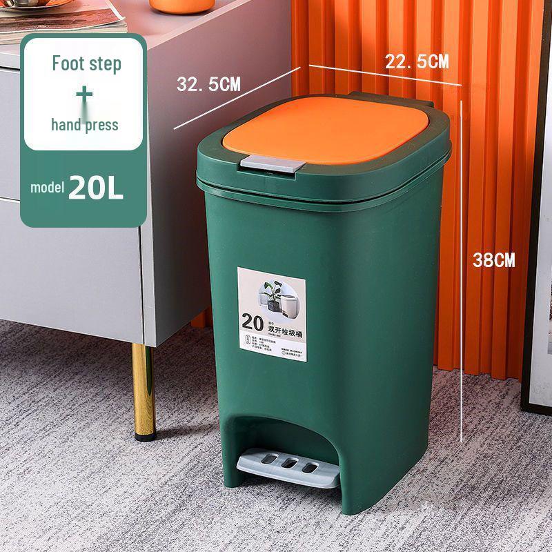 Large Odor-Proof Foot Pedal Trash Can with Lid for Home: Double Opening for Bedroom, Living Room, Kitchen, Bathroom, and Toilet.