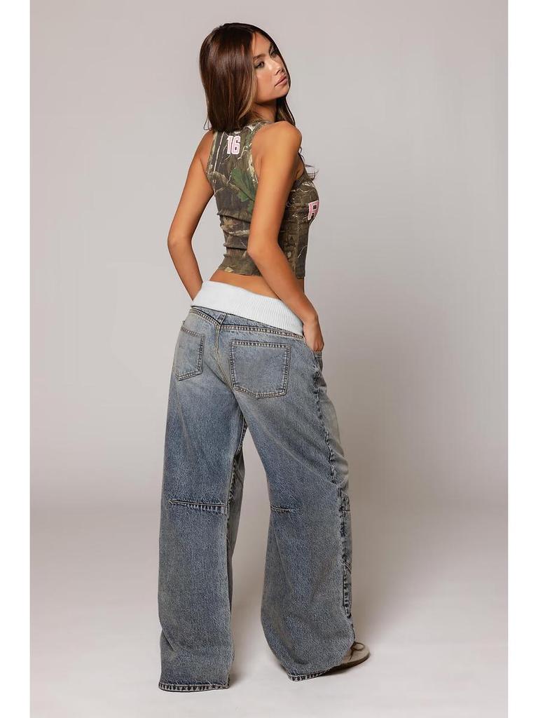 Vintage Faded Denim Loose Straight-Leg Ripped Jeans for Women - European & American Street Retro Style