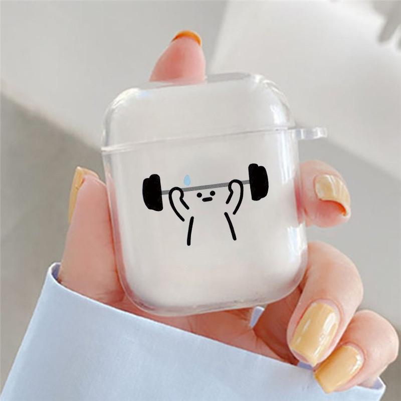 Süße Streichholzmännchen Kopfhörerhülle für Airpods 4. 3. 2 Pro Transparente Hülle für Airpod 3 1 Schutzhülle Shell Fundas