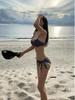 Women's Black Polka Dot Push-Up Bikini Set - Sexy Three-Piece Swimwear for Vacation or Hot Springs