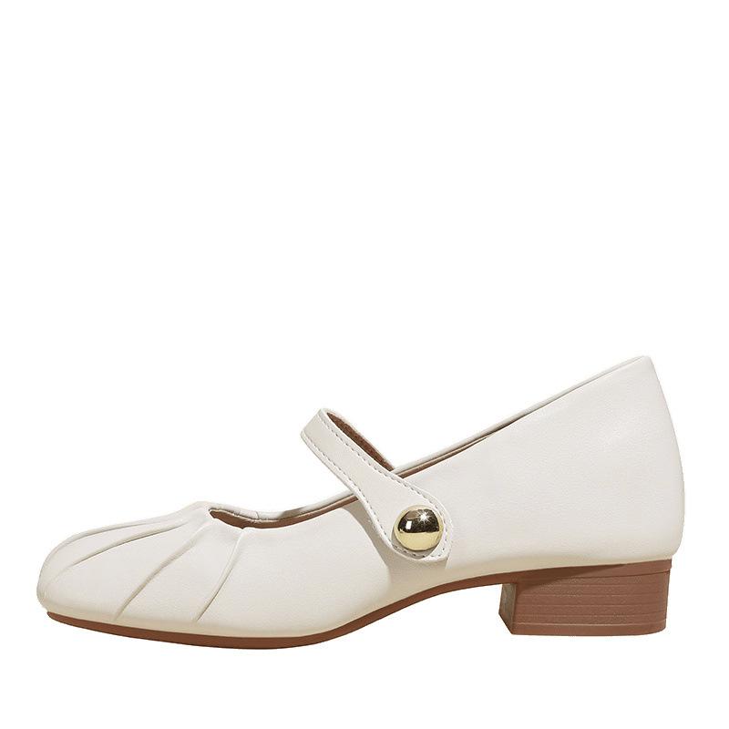 Square head low-heeled small leather shoes, new Mary Jane single shoes, women's outer wear, small inner height increase of 6cm, grandma shoes