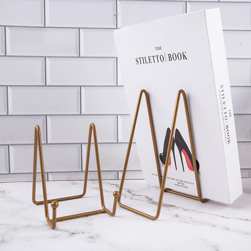 Iron Art Magazine Display Stand for Single Plate Bowl Picture Frame Tabletop Dish Rack for Office Desk