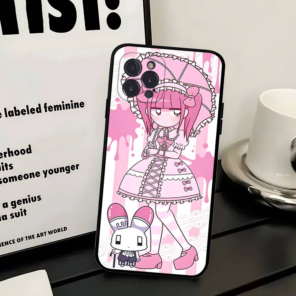 Anime Menhera Chan Phone Case For Iphone 16 15 17 13 14 12 11 Pro Max Plus Black Shell Cover Case