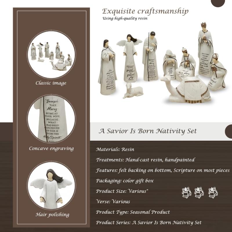 Christmas Nativity Figurine,Resins Stable Nativity Scene Holy Family Collectable Decors,Christmas Table Figure Ornament