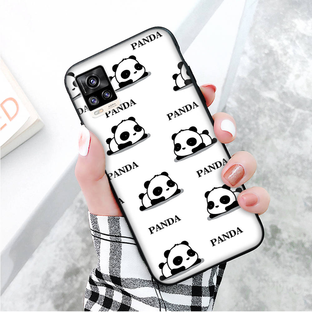 Černé pouzdro pro Xiaomi Redmi 13C Note 9 iPhone XR 7 8 14 15 11 12 13 X XS Pro Max Samsung A25 S23 S24 FE Ultra Plus Panda Kreslený