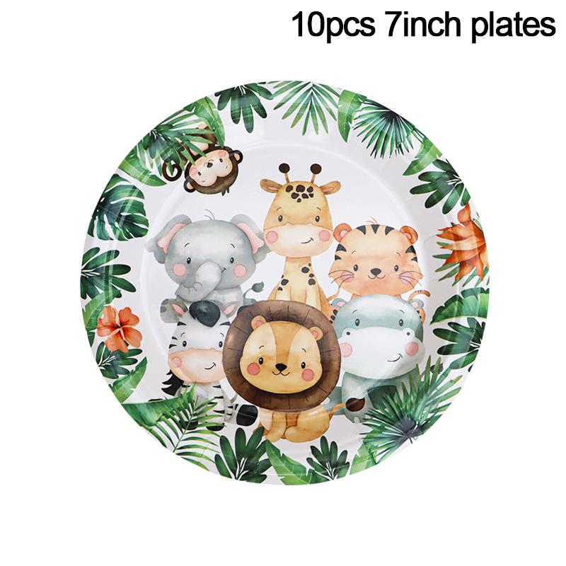 Jungle Birthday Party Decorations Animal Disposable Tableware Set Forest Woodland Safari Birthday Animals Theme Party Supplies