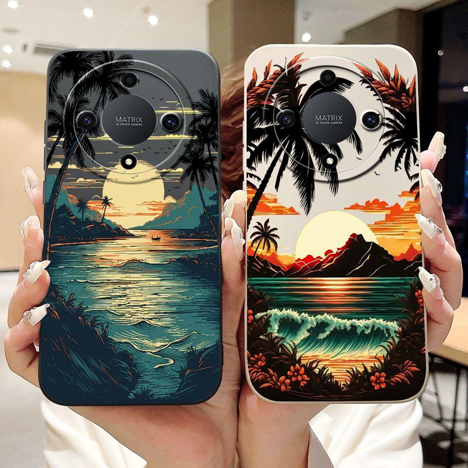 For Honor X9a 5G New Fashion Dusk Beach Painting Case For HonorX9a X 9A 5G RMO-NX1 Lens Protective Soft Silicone Phone Cases