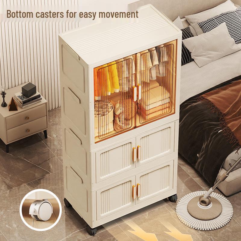 Children's Wardrobe & Storage Cabinet for Clothes, Snacks & Toys - No-Install Foldable Plastic Box