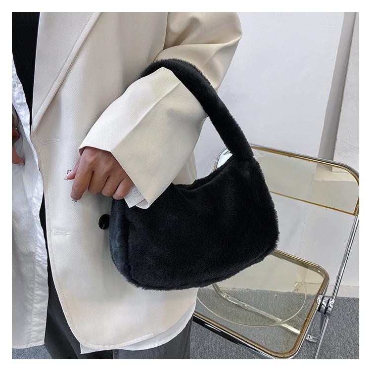 Plush Faux Fur Mini Square Bag for Women, Soft Fluffy Handheld Shoulder Purse, 2022 Winter Fashion Cute Handbag