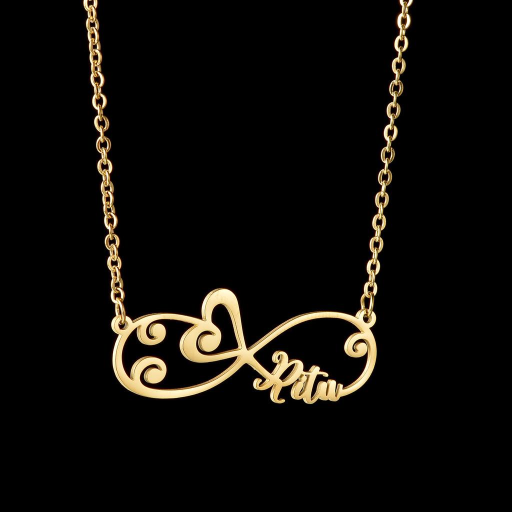 Atoztide Personalized Custom Name Necklace for Women Infinite Heart Stainless Steel Choker Link Chain Jewelry Birthday Gift