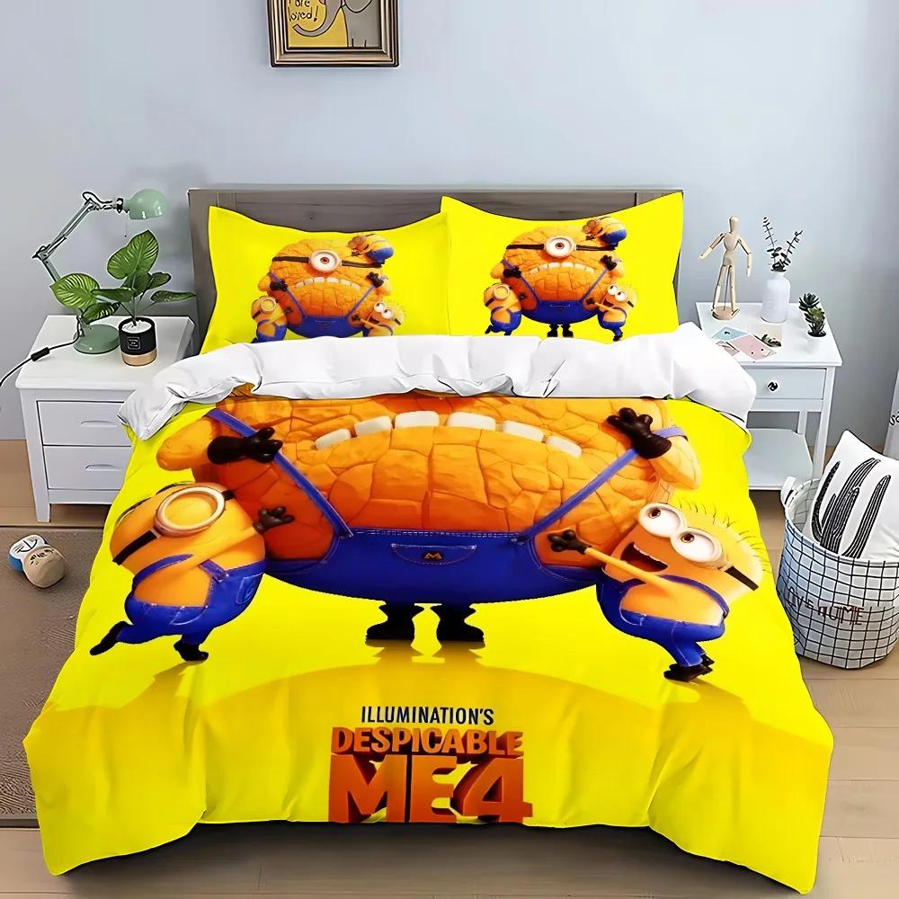 Hot Anime Catoon M-Minions Bedding Set Duvet Cover Pillowcase Bedroom Decoration Full Size Youth Kids Girl Boys Birthday Gift