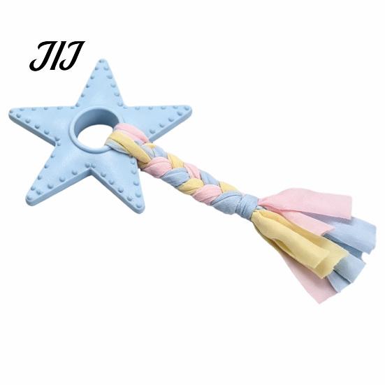 Dog Chew Resistant Toys Star Shaped Toy, Bite Pet Boredom Toy Dogs Anxiety Relief with Braided Cloth Strip, Aggressive Chewer Teeth Cleaning Teething