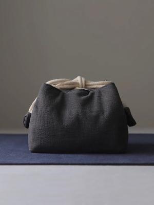 Thickened Storage Bag Solid Color Portable Travel Tea Set Teapot One Pot Two Cups Organzier Large Drawstring Cloth Bag